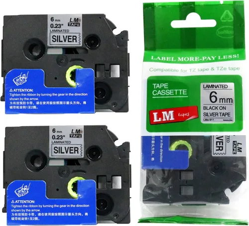 Miniatura 62 de Paquete de 1 unidad LM Tapes LMe511 Premium de 1/4 de pulgada con impresión negra en etiqueta azul compatible con Brother TZe-511 P-Touch, incluye
