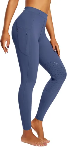 BALEAF Pantalones de equitación para mujer, pantalones ecuestres con parche en la rodilla, mallas de equitación con trabillas para cinturón con