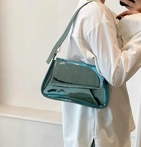 Miniatura 3 de Bolso Hobo para mujer, bolso de hombro de piel sintética, bolso brillante para axilas, bolso con asa superior, bolsos pequeños