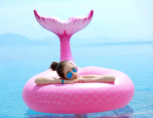 Miniatura 2 de Jasonwell - Flotador de cola de sirena inflable gigante con válvulas rápidas para verano, playa, natación, alberca, fiesta, juguetes de decoración