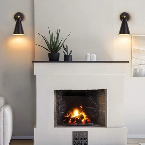 Miniatura 3 de MWZ Modernos apliques de pared negros de iluminación, paquete de 2 lámparas rústicas doradas, estilo casa de campo, acabado de bronce, luces