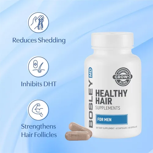 Miniatura 3 de Suplementos saludables para el crecimiento del cabello para hombres, botánicos que bloquean DHT con biotina, niacina, zinc y semillas de calabaza