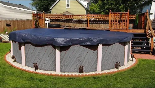 Miniatura 4 de Cubierta de piscina de invierno de lujo para piscinas redondas de 12 pies sobre el suelo Azul/Negro Fácil de instalar, protección UV y duradera