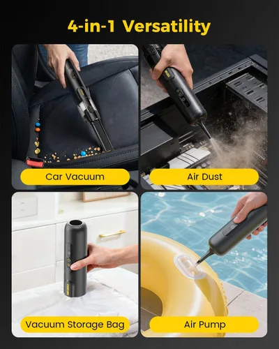 Miniatura 5 de Mr.ego Car Vacuum Portable Cordless, 26000Pa High-Power Handheld Vacuum & Air Duster with Brushless Motor, Multi-Nozzles, Green LED Light & Washable