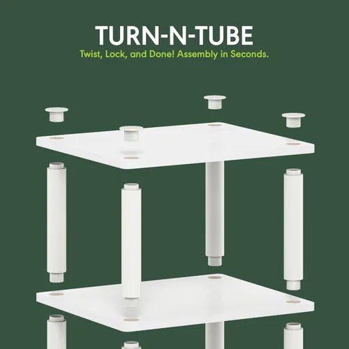 Miniatura 8 de Furinno Just Turn-N-Tube - Mesita de noche de almacenamiento abierto, 1 paquete, 3 niveles, blanco/blanco
