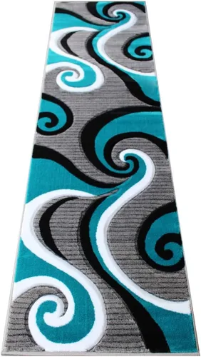 Miniatura 14 de Masada Rugs, Colección Sophia - Alfombra de área tallada a mano, moderna contemporánea, gris, blanco, negro (2 pies x 7 pies 3 pulgadas) - Pasillo