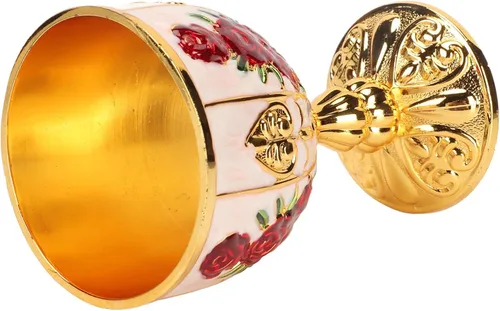 Miniatura 10 de Zerodis Cáliz dorado de aleación de zinc de 4 pulgadas de alto, diseño retro en relieve, elegante taza para banquete de fiesta (rojo dorado)