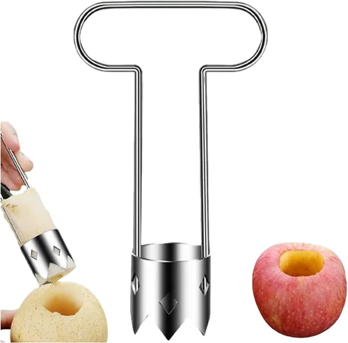 Descorazonador de semillas de pimiento rojo, descorazonador de verduras y frutas con forma de T mejorado de acero inoxidable, herramienta removedora