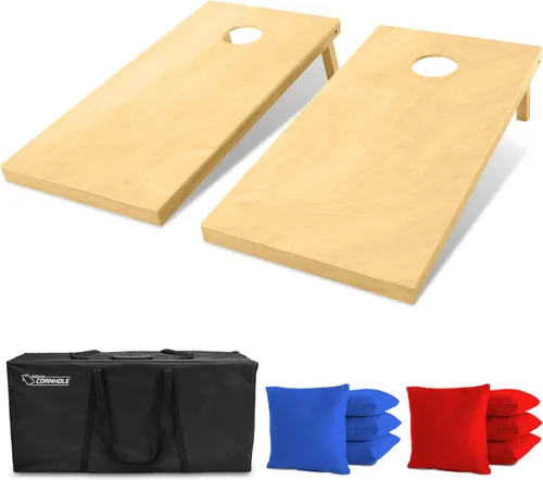 GoSports - Juegos de Cornhole de madera maciza de primera calidad - Elija 4 x 2 pies o 3 x 2 pies - Los juegos de tableros incluyen un juego de 8