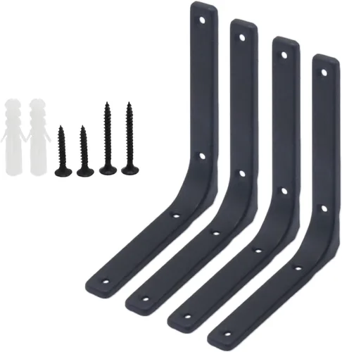 Miniatura 14 de 8 piezas de soportes en L de 2 pulgadas, soportes de esquina de montaje en pared resistentes en blanco para madera, estantes, gabinetes, soporte