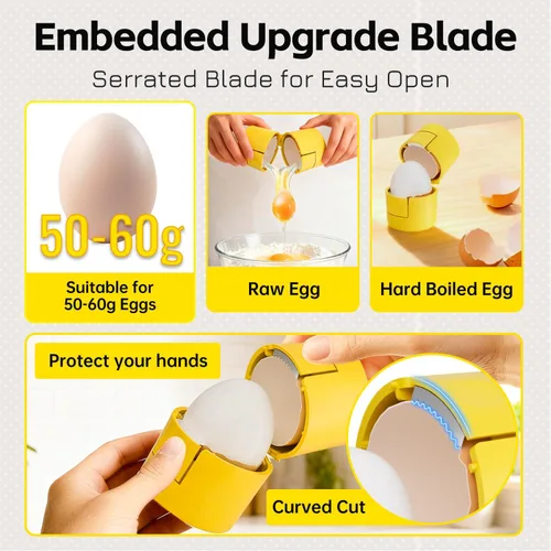 Miniatura 2 de Abridor de cáscara de huevo duro 2 en 1, pelador de huevos con perforador, lindo separador de huevos para huevos crudos, galleta de huevos