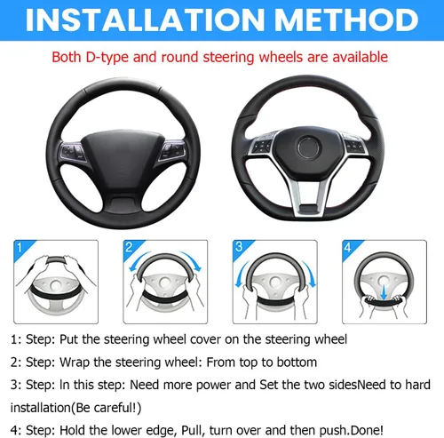 Miniatura 4 de AUCELI Funda para volante de automóvil, 14 1/2-15 pulgadas, antideslizante, protector de volante automotriz de cuero suave transpirable, accesorios