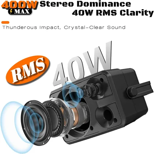 Miniatura 4 de Altavoces Bluetooth para exteriores alimentados por CA de 400 W Sincronización inalámbrica más de 100 altavoces Soporte de pared impermeable