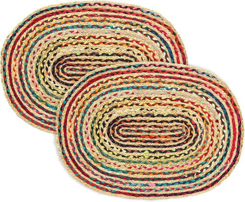 Miniatura 31 de RedEarth · Alfombra rectangular - 2'x3' de yute natural trenzada con respaldo antideslizante - Alfombra boho tejida a mano para dormitorio, cocina