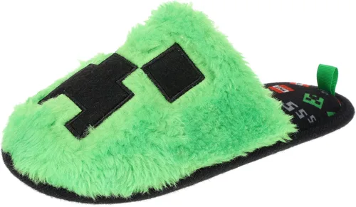Minecraft Pantuflas familiares unisex novedosas de felpa verde enredadera para hombre mujer niño pequeño niño grande Verde Creeper