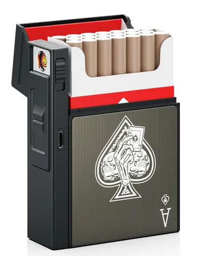 Estuche de cigarrillos con encendedor tamaño King para hombres y mujeres, as de espadas