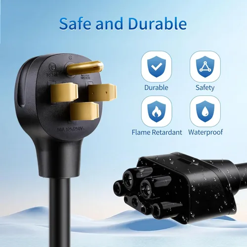 Miniatura 5 de Adaptador Tesla NEMA 14-50P, Adaptador NEMA 14-50P de 250V 50 AMP para Tesla Gen 2, Cable de 17.5mm de alta resistencia, Carga rápida para Tesla