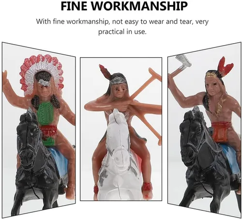 Miniatura 9 de NUOBESTY Figuras de modelo indio, equitación de plástico indios, figuras de nativos americanos, 8 piezas