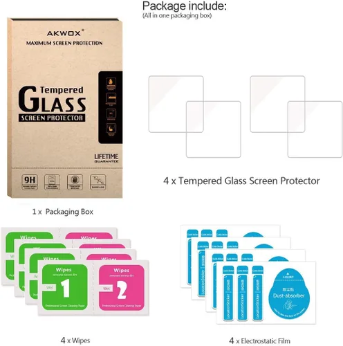 Miniatura 7 de Paquete de 4 protectores de pantalla de vidrio templado para Fitbit Blaze Smart Watch [0.012 in 2.5D alta definición 9H] película protectora