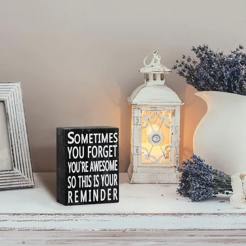 Miniatura 3 de Jetec Letrero inspirador de madera de 5 x 4 pulgadas, escritorio de oficina en casa, decoración motivacional, regalo con texto en inglés "Sometime