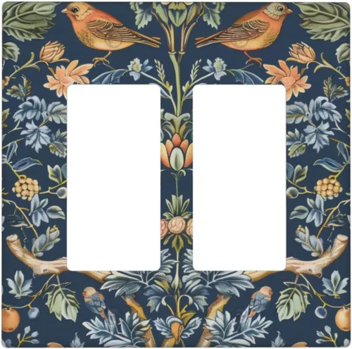 Miniatura 35 de Cubiertas de Salida Triple Basculante con Hojas de Plantas de Eucalipto Azul en Acuarela Floral, Placa Frontal Decorativa de 3 Posiciones, Cubierta