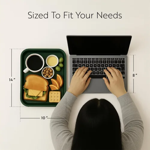 Miniatura 2 de Restaurantware Bandejas de comida rápida, paquete de 10 bandejas de plástico para cafetería, de 10 x 14 pulgadas, rectangulares verdes, aptas