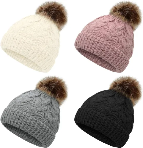 Miniatura 11 de Gorro de invierno para niñas pequeñas Zando, con pompones, gorras tejidas para bebés y niños