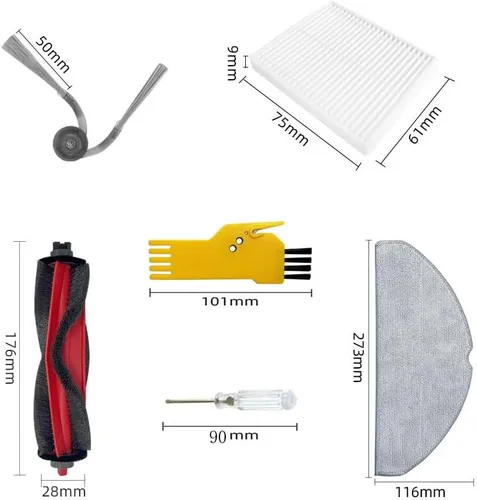 Miniatura 2 de Piezas de repuesto para roborock Q7 M5 / Q7 M5+ / Q7 L5 / Q7 L5+ kit de accesorios para aspiradora robot 17 paquetes, 1 cepillo principal, 4 Style 5