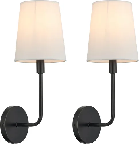 Miniatura 8 de Candelabros de pared grandes de latón antiguo, juego de 2, lámparas de pared industriales vintage con cableado y pantalla de tela, zócalo E26