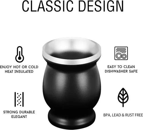 Miniatura 5 de LA FEE Yerba Mate Juego de Calabaza Natural/Taza de Té Marrón (Taza de Mate Tradicional Original - 8 Onzas), Incluye Bombilla de Yerba Mate