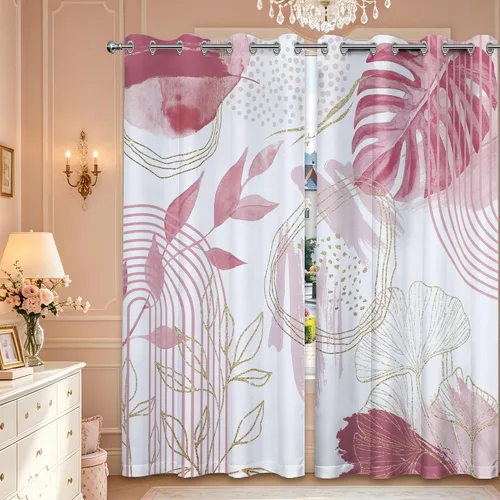 Miniatura 42 de Cortinas opacas negras y doradas, cortinas modernas de mediados de siglo para dormitorio, sala de estar, 63 pulgadas de largo, juego de 2 paneles