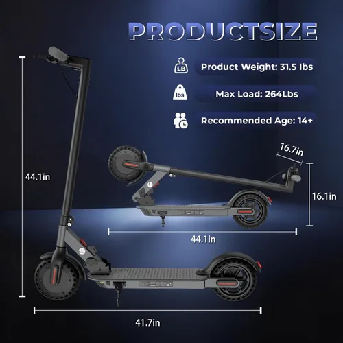 Miniatura 6 de Patinetes eléctricos – Scooter eléctrico para adultos, motor de 500 W, velocidad máxima de 18 MPH, neumáticos de 8.5 pulgadas, 21 millas, scooter