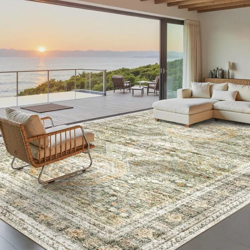 Miniatura 178 de Alfombra de pasillo Soalmost 2'6" x 10' lavable, alfombra antideslizante para cocina, baño, lavandería, alfombras vintage ultra delgadas para Beige