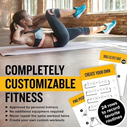 Miniatura 3 de NewMe Fitness Tarjetas de entrenamiento de peso corporal, baraja de instrucciones de fitness para mujeres y hombres, guía de fitness