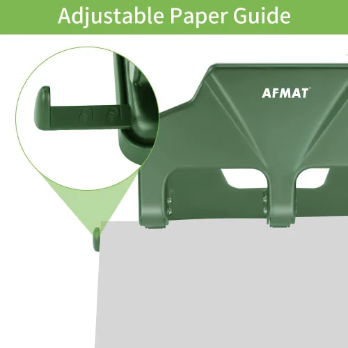 Miniatura 6 de AFMAT Perforadora de 3 agujeros, diámetro de agujeros de 9/32 pulgadas, perforadora de tres agujeros de 40 hojas, 50% de esfuerzo reducido, Verde