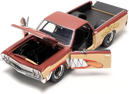 Miniatura 5 de Jada Looney Tunes 1:24 1967 Chevy El Camino - Coche fundido a presión y figura del diablo de Tasmania de 2.75 pulgadas, juguetes para niños y adultos