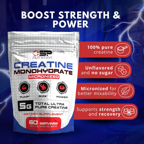 Miniatura 3 de Creatina de SP Nutrition - Monohidrato de creatina 100% pura Fuerza muscular, potencia y recuperación Fórmula de rendimiento antes y después