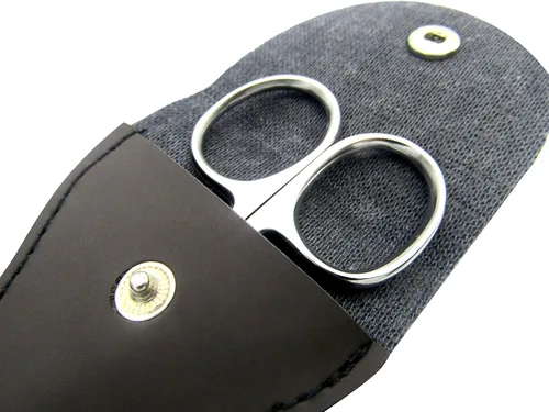 Miniatura 6 de Tijeras de pelo facial pequeñas redondeadas de acero inoxidable, 3.7 pulgadas, tijeras de punta redondeada para pelo de nariz, bigote, barba, cejas