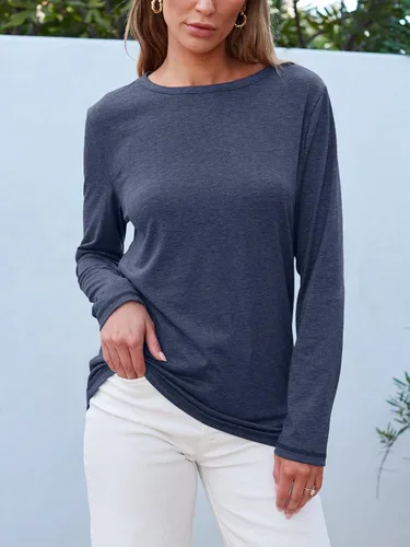 Miniatura 37 de SUNBS Paquete de 3 camisas de manga larga para mujer, ajuste holgado, ropa de otoño, ropa de moda 2025, camisetas básicas de entrenamiento, trajes
