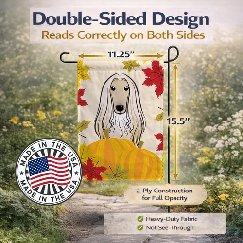 Miniatura 4 de Caroline's Treasures BB2050GF - Bandera decorativa para jardín de Acción de Gracias con sabueso afgano para patio exterior, jardín, jardín