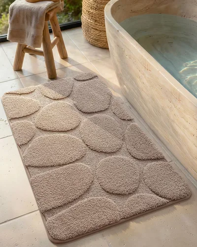 Miniatura 20 de Color&Geometry Alfombra de baño verde de 17 x 30 pulgadas, alfombra de baño de microfibra absorbente y esponjosa a cuadros, alfombra de ducha