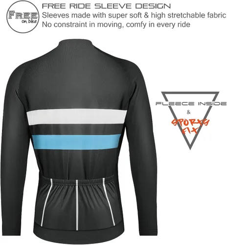Miniatura 2 de CEROTIPOLAR Camisetas de ciclismo de ajuste estándar con forro polar, chaquetas de bicicleta de manga larga para otoño e invierno