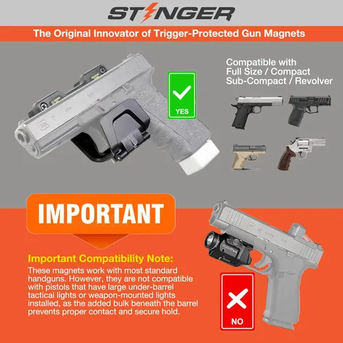Miniatura 5 de Stinger Magnetic Gun Mount Rack w/Trigger Guard Protection, Gun Holder Conceal in Car, Truck, Vehicle, Desks, Safes, Walls, Gun Magnet for Handgun