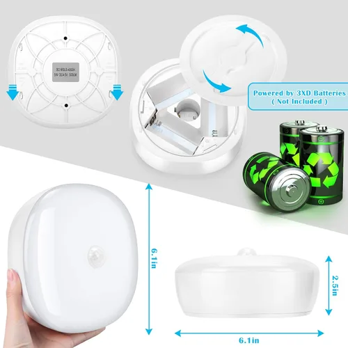 Miniatura 3 de Luz de techo LED con batería inalámbrica con sensor de movimiento, 300 lúmenes, 5 W, para interiores y exteriores, armario, despensa, escalera