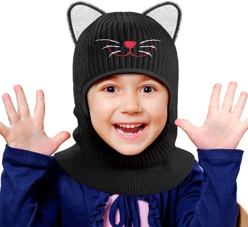 Miniatura 7 de Bbaby - Conjunto de bufanda y gorro de invierno para niños pequeños, bufandas con capucha y forro polar cálido