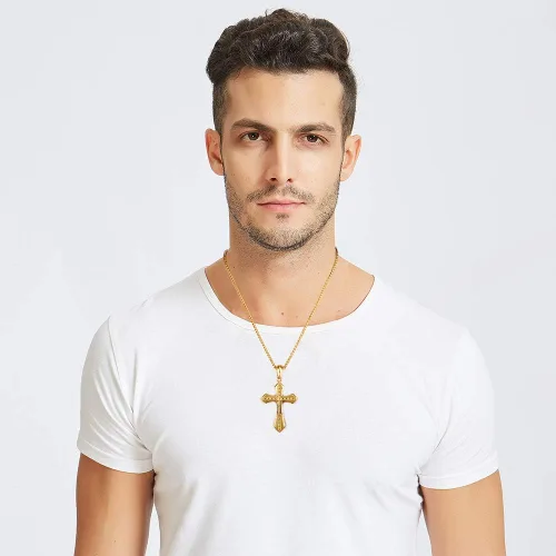 Miniatura 6 de Jewelry Kingdom - Collar con colgante de cruz (oro y plata)