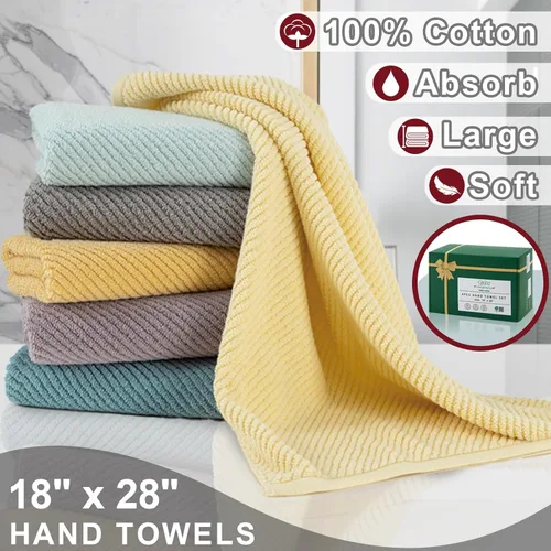 Miniatura 208 de VOOVA & MOVAS Toallas de mano blancas - 100% algodón Ligeras Gruesas Secado rápido Suaves Absorbentes, paquete de 4 piezas grandes de 18