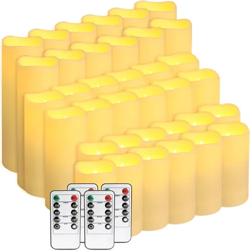 Miniatura 10 de fclayvts Paquete de 24 velas LED sin llama con control remoto, velas eléctricas parpadeantes, velas temporizadoras, llama 3D, para Halloween