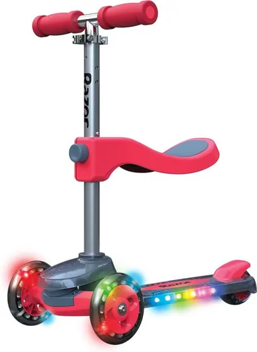 Razor Rollie DLX, 3-Wheel Light-Up Scooter for Younger Children, Seated and Stand-Up Riding Options Rojo