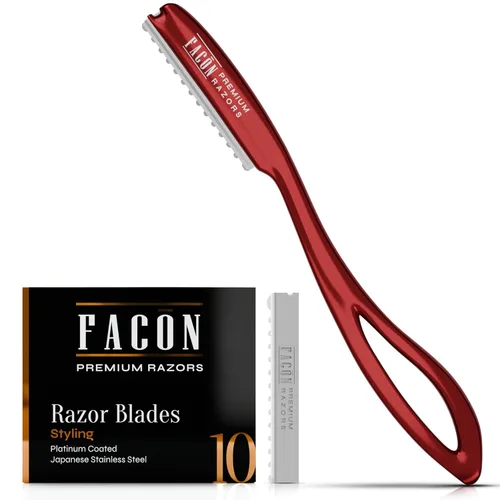 Miniatura 12 de Facón - Navajas para cortar el cabello - Juego profesional de navajas para peinado con 11 cuchillas de repuesto, herramienta de corte de cabello